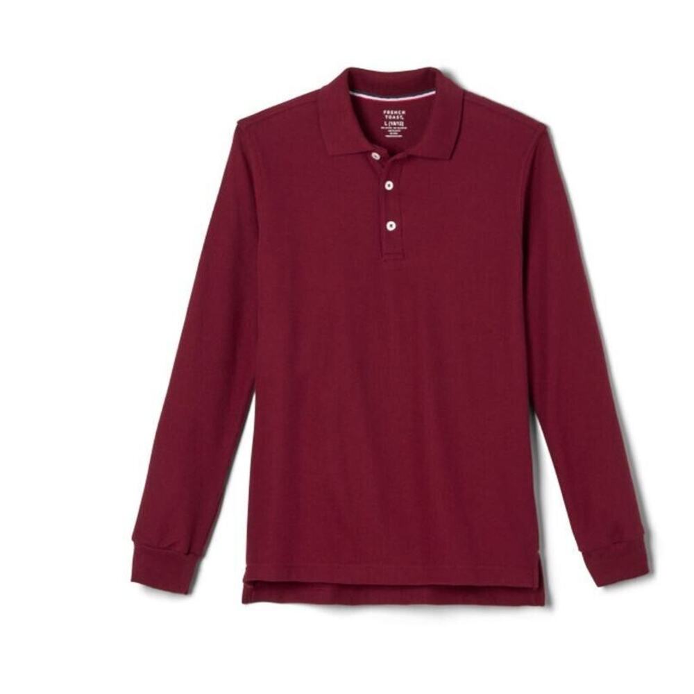 French Toast Boys' Big Boys' Long-Sleeve Pique Polo Shirt Burgundy XL(14/16) $19